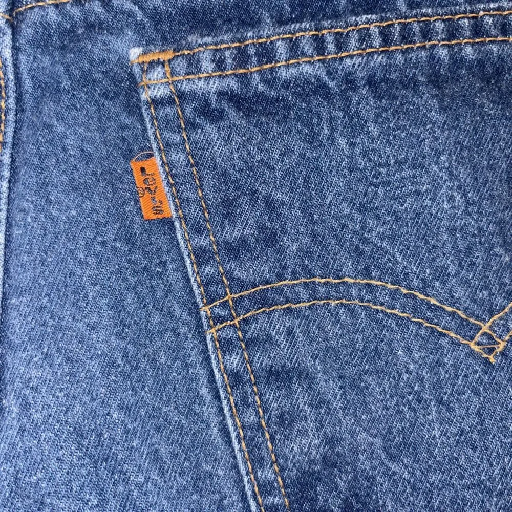 1992 Levi's 517 Vintage Orange Tab Bootcut Jeans Made in USA Dark Wash W35 L27